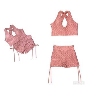 Forever 21 Pink Textured Two-Piece Romper Set